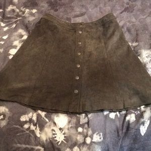 Army green suede skirt